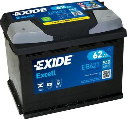 Exide EB621 - аккумуляторная батарея! 19.5/17.9 рус 62Ah 540A 242/175/190\ autodif.ru