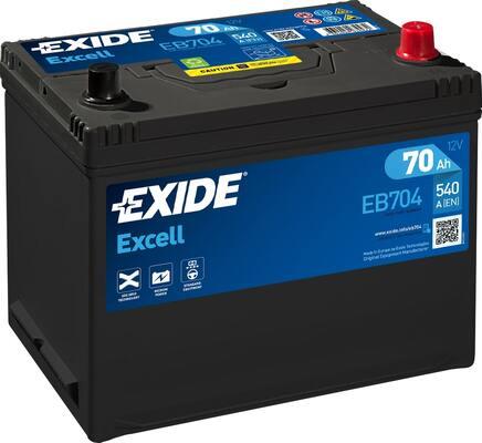 Exide EB704 - EXIDE EB704 Аккумулятор Excell 12V 70Ah 540A 266х172х223 полярность ETN0 клемы EN крепление B9 autodif.ru