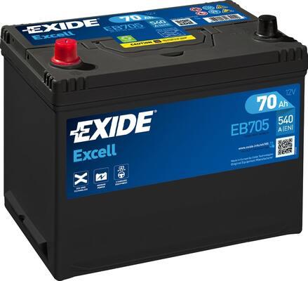 Exide EB705 - EXIDE EB705 EXCELL_аккумуляторная батарея! 19.5/17.9 рус 70Ah 540A 270/173/222 autodif.ru