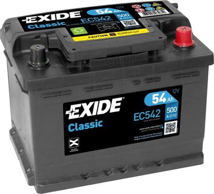 Exide EC542 - EXIDE EС542 CLASSIC_аккумуляторная батарея! 19.5/17.9 евро 54Ah 500A 242/175/175 autodif.ru