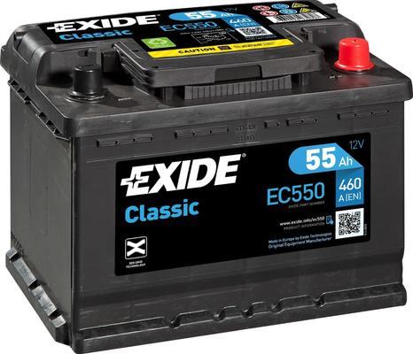 Exide EC550 - Аккумулятор EXIDE CLASSIC 12V 55AH 460A ETN 0(R+) B13 242x175x190mm 14.83kg autodif.ru