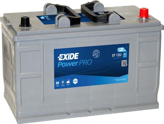 Exide EF1202 - Аккумуляторная батарея EXIDE PowerPRO (12V 120Ah 870A B1) 349x175x235mm Полярность ETN 0 (-/+) autodif.ru