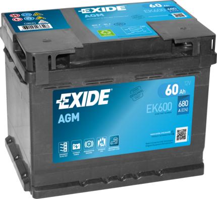 Exide EK600 - Стартерная аккумуляторная батарея, АКБ autodif.ru