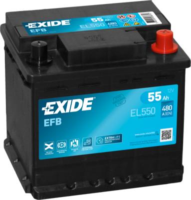 Exide EL550 - EXIDE EL550_аккумулятор! 55Ah 480A +справа Start&Stop EFB 207x175x190 B13 \ autodif.ru