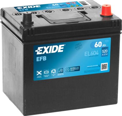 Exide EL604 - аккумуляторная батарея! 19.5/17.9 евро 60Ah 520A 230/173/222 Carbon Boost 2.0\ autodif.ru