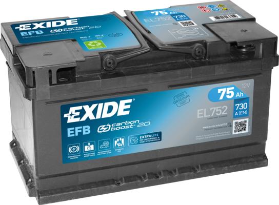 Exide EL752 - Стартерная аккумуляторная батарея, АКБ autodif.ru