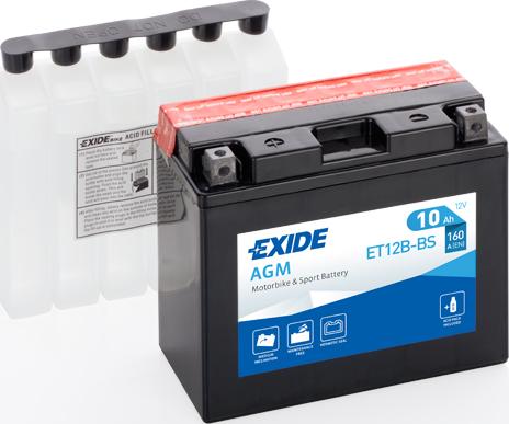 Exide ET12B-BS - EXIDE ET12B-BS_аккумуляторная батарея! рус 10Ah 160A 151-70-130 moto- autodif.ru