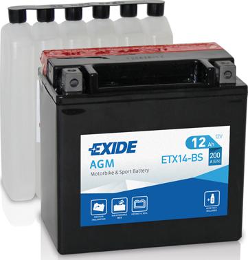 Exide ETX14-BS - Стартерная аккумуляторная батарея, АКБ autodif.ru