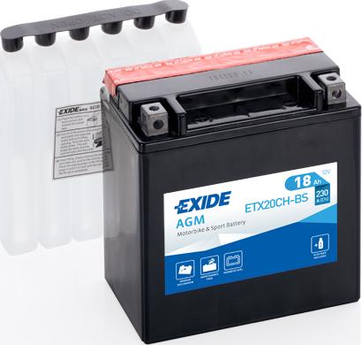 Exide ETX20CH-BS - ETX20CH-BS_аккумуляторная батарея! евро 18Ah 230A 150-87-161 moto- autodif.ru