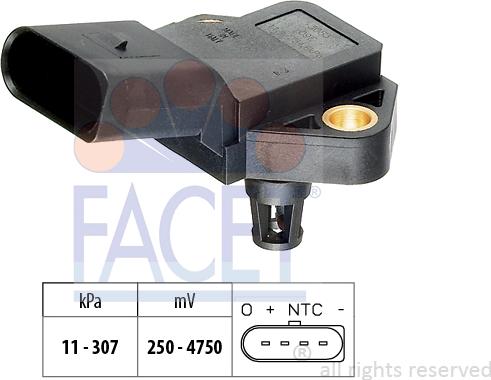 FACET 10.3075 - Датчик давления воздуха AUDI: A1 1.6TDI 10-, A2 1.4TDI 03-05, A3 1.6TDI/2.0TDI 03-, A4 2.0TDI/2.7TDI autodif.ru