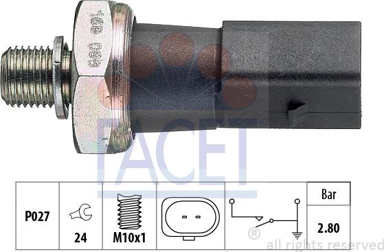 FACET 7.0185 - Датчик давл.масла Audi A4-A8 2.8-3.2 FSi 06- autodif.ru