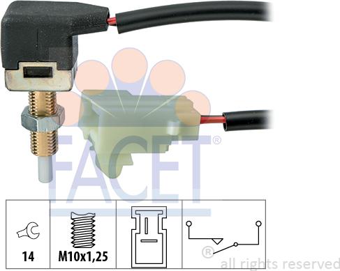 FACET 7.1297 - Выключатель фонаря сигнала торможения, Выключатель, привод сцепления (Tempomat) autodif.ru