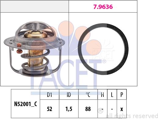FACET 7.8554 - Термостат охлаждающей жидкости / корпус autodif.ru