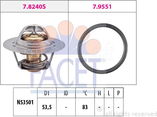 FACET 7.8654 - Термостат охлаждающей жидкости / корпус autodif.ru