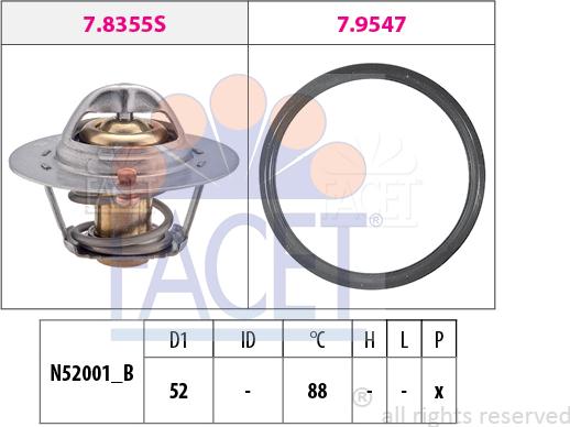 FACET 7.8355 - Термостат охлаждающей жидкости / корпус autodif.ru