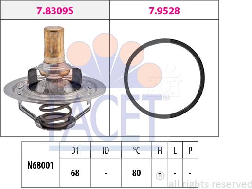 FACET 7.8309 - Термостат охлаждающей жидкости / корпус autodif.ru