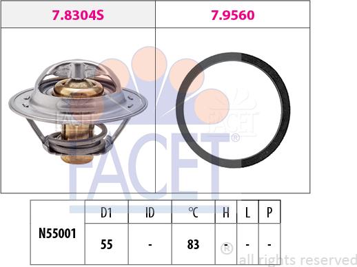 FACET 7.8304 - Термостат охлаждающей жидкости / корпус autodif.ru