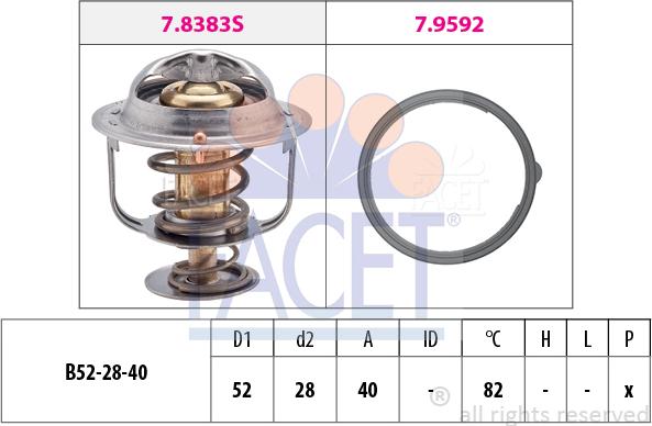 FACET 7.8383 - Термостат охлаждающей жидкости / корпус autodif.ru