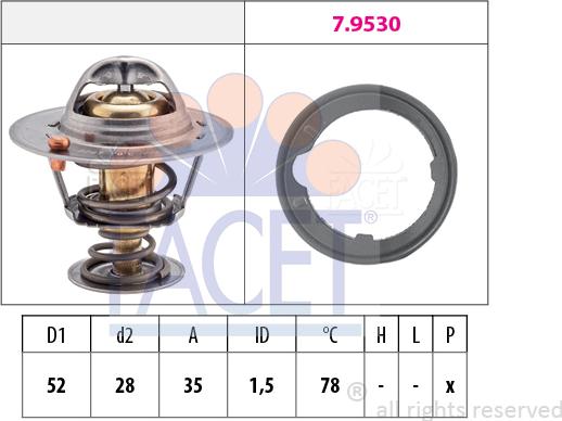 FACET 7.8267 - Термостат охлаждающей жидкости / корпус autodif.ru