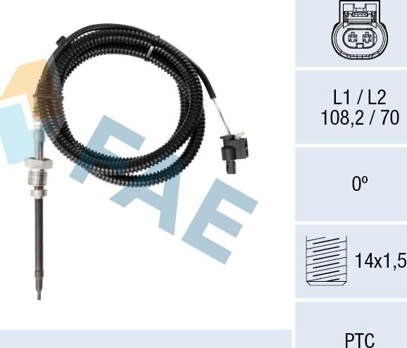 FAE 68077 - Датчик, температура выхлопных газов autodif.ru