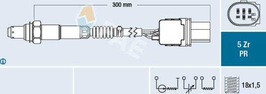 FAE 75059 - Лямбда-зонд, датчик кислорода autodif.ru