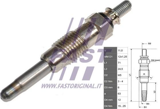 Fast FT82710 - Свеча накаливания autodif.ru