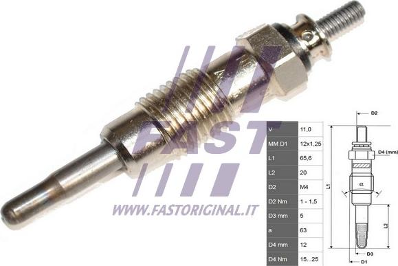 Fast FT82722 - СВЕЧА НАКАЛА FIAT DUCATO 94> 2.5 D/TD autodif.ru