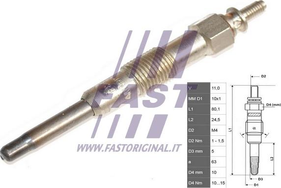 Fast FT82727 - СВЕЧА НАКАЛА FIAT SCUDO / ULYSSE 95> 1.9 autodif.ru