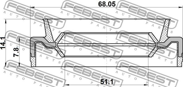 Febest 95EFS-53680814X - сальник ступицы передней!53X68X7.8X14.1\ Mazda 323 1.1-1.5 80-85 autodif.ru