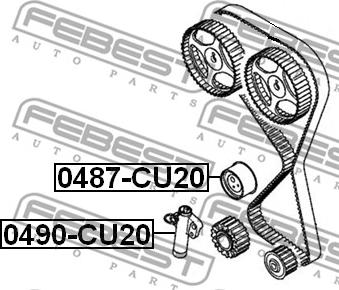 Febest 0487-CU20 - ролик натяжной ремня ГРМ!\ Mitsubishi Galant/Space Wagon 2.0/2.4 92> autodif.ru