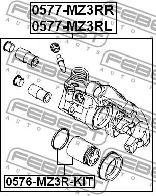 Febest 0577-MZ3RR - суппорт тормозной задний прав.!\ Ford Focus 1.6-2.0 03> autodif.ru