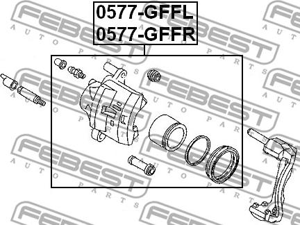 Febest 0577-GFFR - суппорт тормозной пер.п.!\ Mazda 323/626 1.6-2.5/2.0TD 91> d.57 autodif.ru