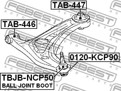 Febest 0120-KCP90 - Опора шаровая нижнего рычага перед прав/лев autodif.ru