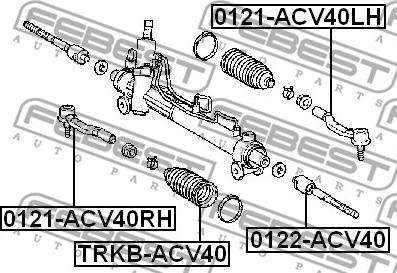 Febest 0121-ACV40RH - наконечник рулевой наружный правый!\ Toyota Camry 2.4/3.0 03> autodif.ru