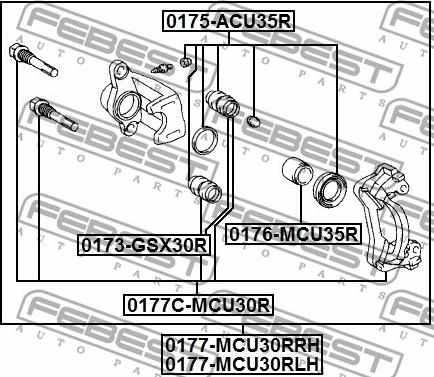 Febest 0177-MCU30RLH - суппорт тормозной! задний левый\ Lexus RX 3.3-4.5 03-08 autodif.ru