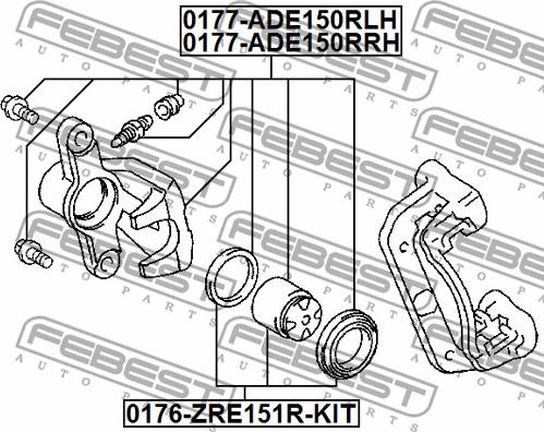 Febest 0177-ADE150RRH - суппорт тормозной задний правый!\ Toyota Auris 07> autodif.ru