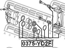 Febest 0375-YD2F - Ремкомплект суппорта тормозного переднего autodif.ru