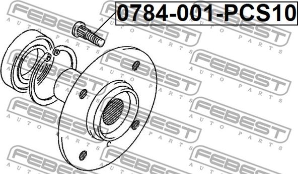 Febest 0784-001-PCS10 - шпилька колёсная!\ Suzuki Alto/Baleno/Vitara/Liana/Swift/SX4Wagon 98> autodif.ru