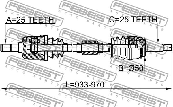 Febest 1214-CAMTRH - привод передний правый!25X951X25\ Hyundai Elantra/Coupe 00> autodif.ru