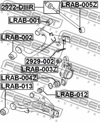 Febest LRAB-004Z - сайлентблок зад. подв. нижн. плав.!\ Land Rover Range Rover III 4.2/4.4/3.0TD 02> autodif.ru