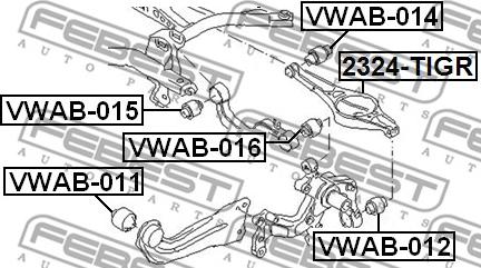 Febest VWAB-012 - сайлентблок зад.подв.!\ Audi A3, VW Golf 5/Touran 03> autodif.ru