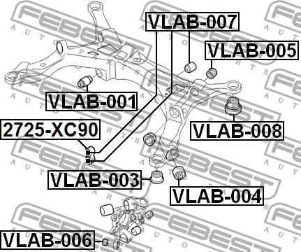 Febest VLAB-007 - сайлентблок задн. рычага!\ Volvo S60/S80/V70/XC70 99> autodif.ru
