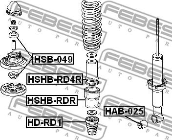 Febest HSB-049 - втулка амортизатора переднего!\ Honda Accord/Civic/CR-V/CR-X 92-98 autodif.ru