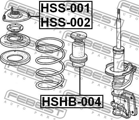 Febest HSS-001 - опора переднего амортизатора правая! \ Honda Civic Eu/Ep/Es 01-06 autodif.ru