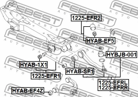 Febest HYAB-1X1 - сайлентблок зад. рычага зад.!\ Hyundai Sonata EF 99-01, HY Magentis 01> autodif.ru