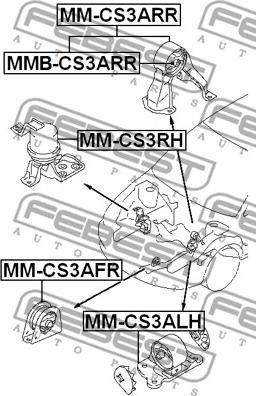 Febest MM-CS3AFR - подушка ДВС передняя!\ Mitsubishi Colt/Lancer 95-03 autodif.ru