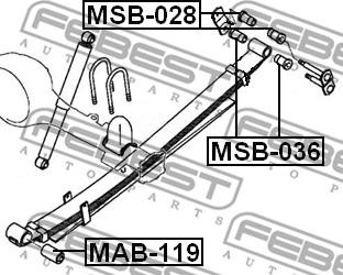 Febest MSB-028 - втулка рессоры зад. верхн.!\ Mitsubishi Pajero 83-95/L300 &4WD 86-94 autodif.ru