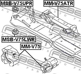 Febest MSB-V75LWR - подушка ДВС! опора подрамника\ Mitsubishi Pajero/Montero 3.0-3.8/2.5DT-3.2DT 99> autodif.ru