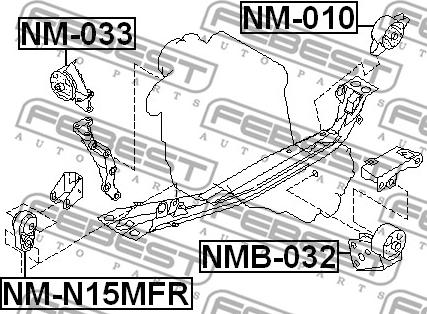 Febest NM-033 - подушка двигателя правая !\Nissan Sunny B14/Almera N15 95-00 autodif.ru