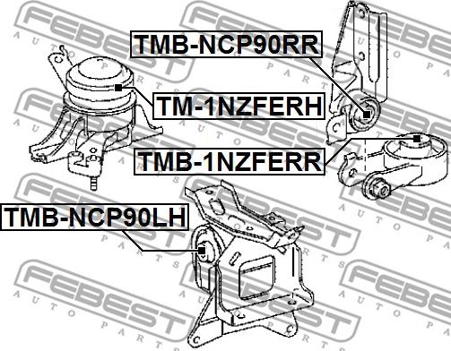 Febest TMB-NCP90RR - Сайлентблок подушки двигателя зад прав/лев autodif.ru